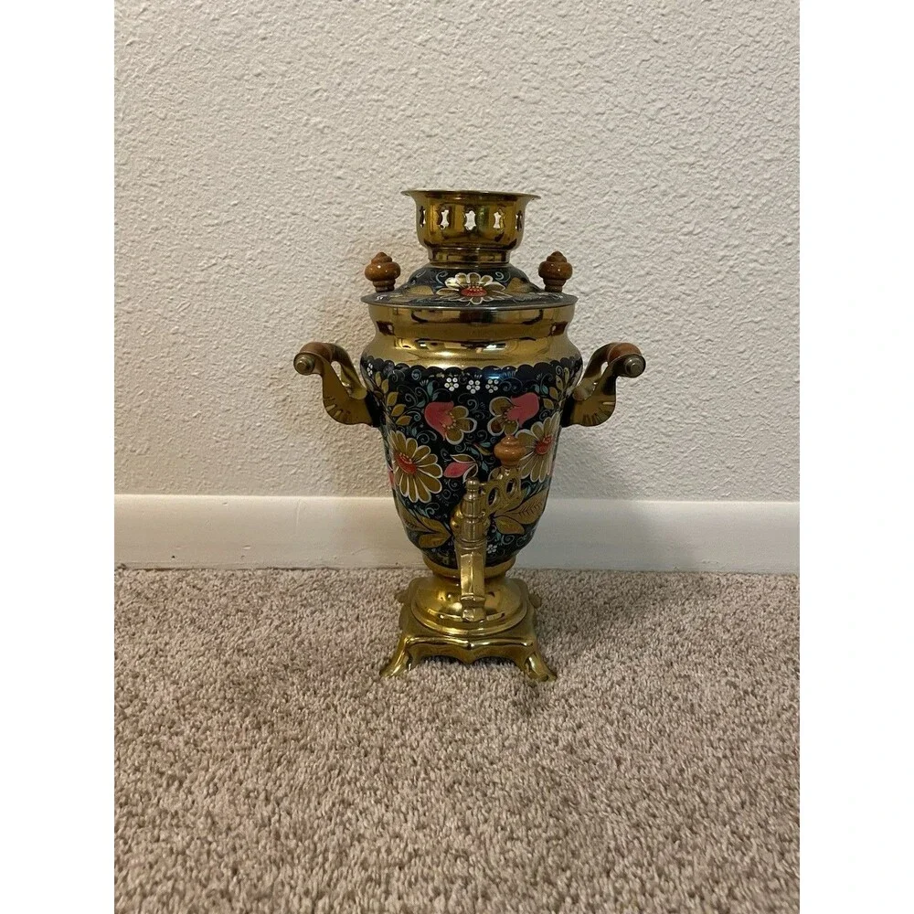 VINTAGE Samovar Tea Pot Russian Hand-Painted Electric